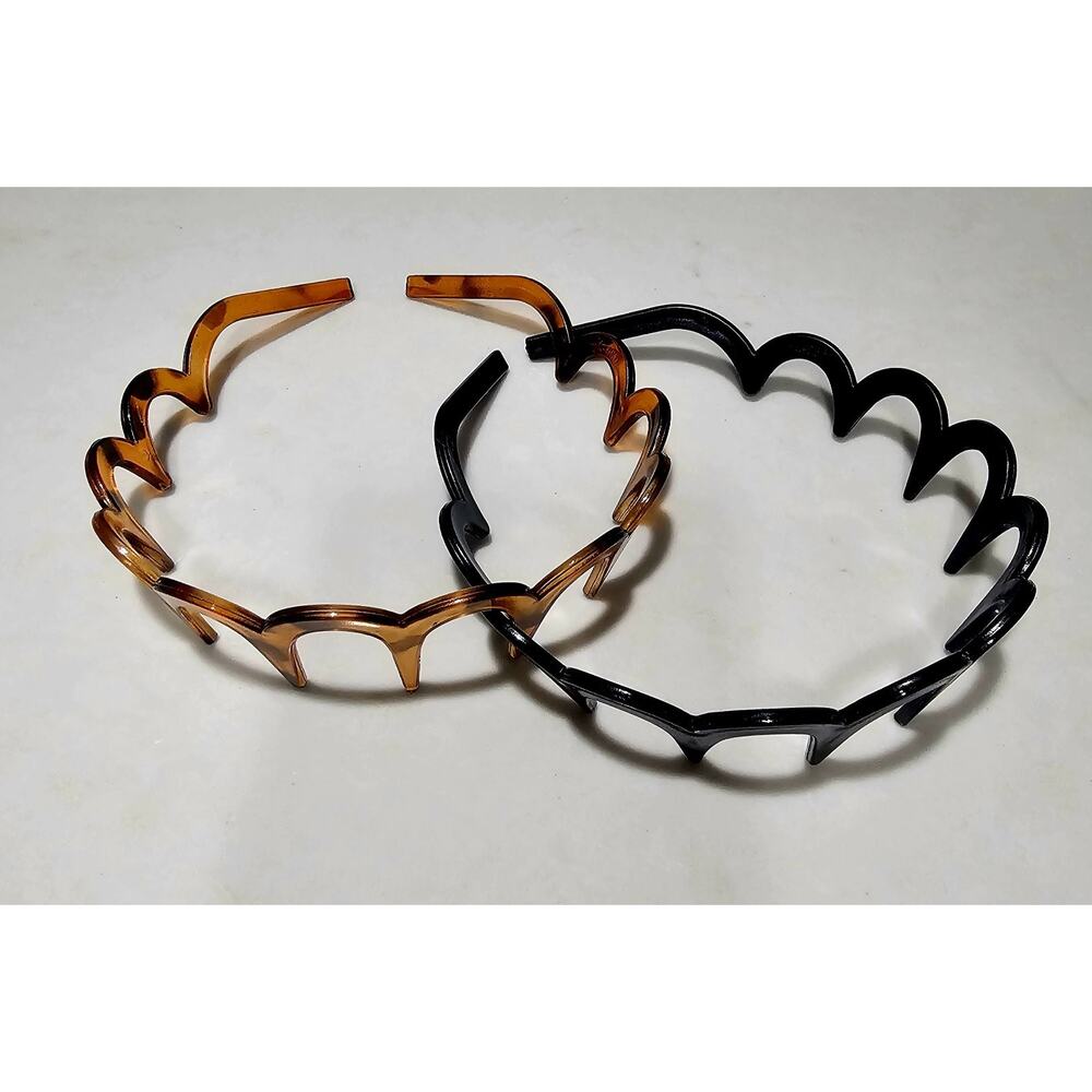 2pc Zig Zag Headband Set Black Tortoiseshell Hair Hoop Teeth Comb Style2pc...